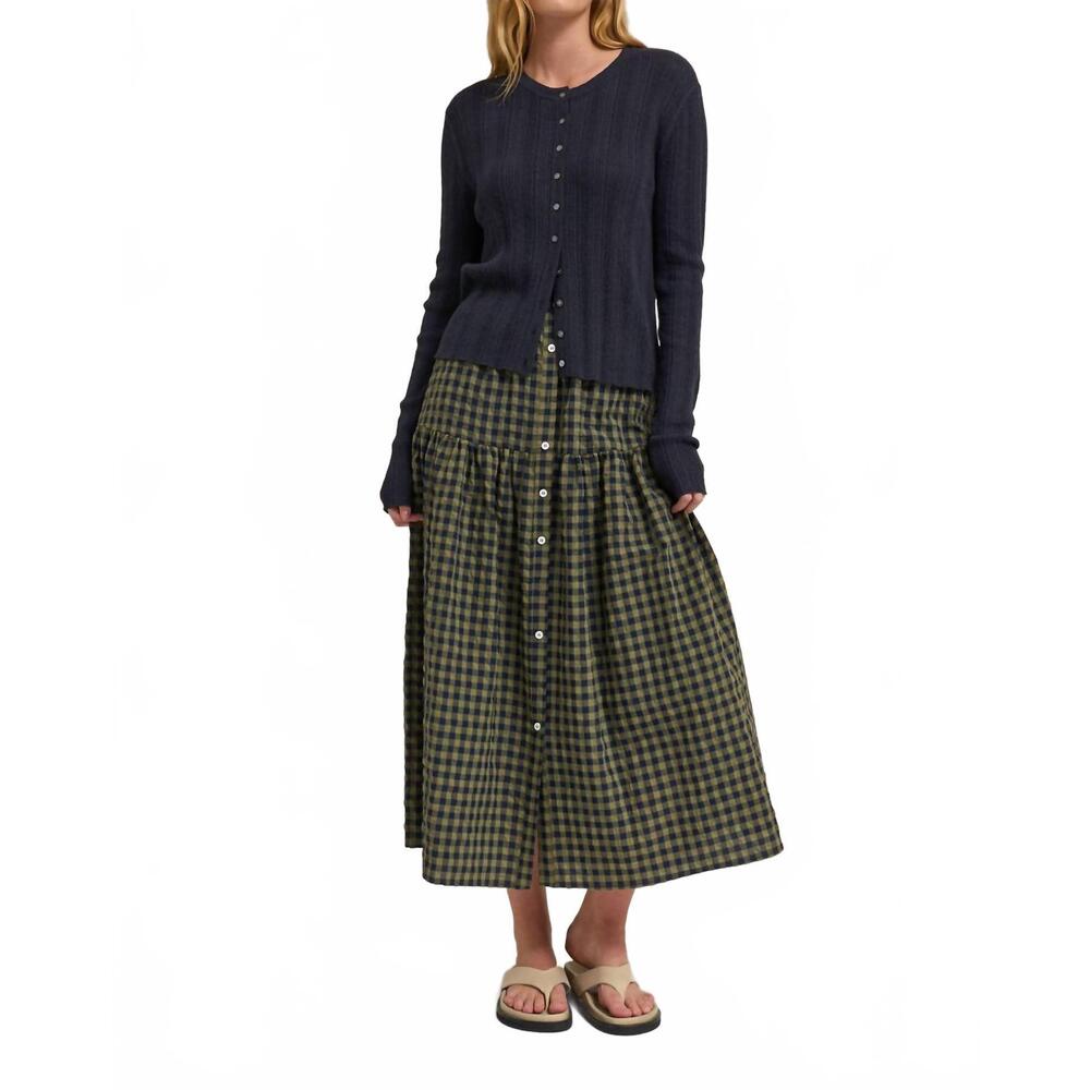 NEW GRADE & GATHER front button checked skirt in olive - Picture 1 of 2